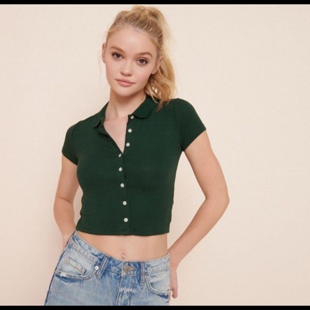 Garage Button Up Crop Top